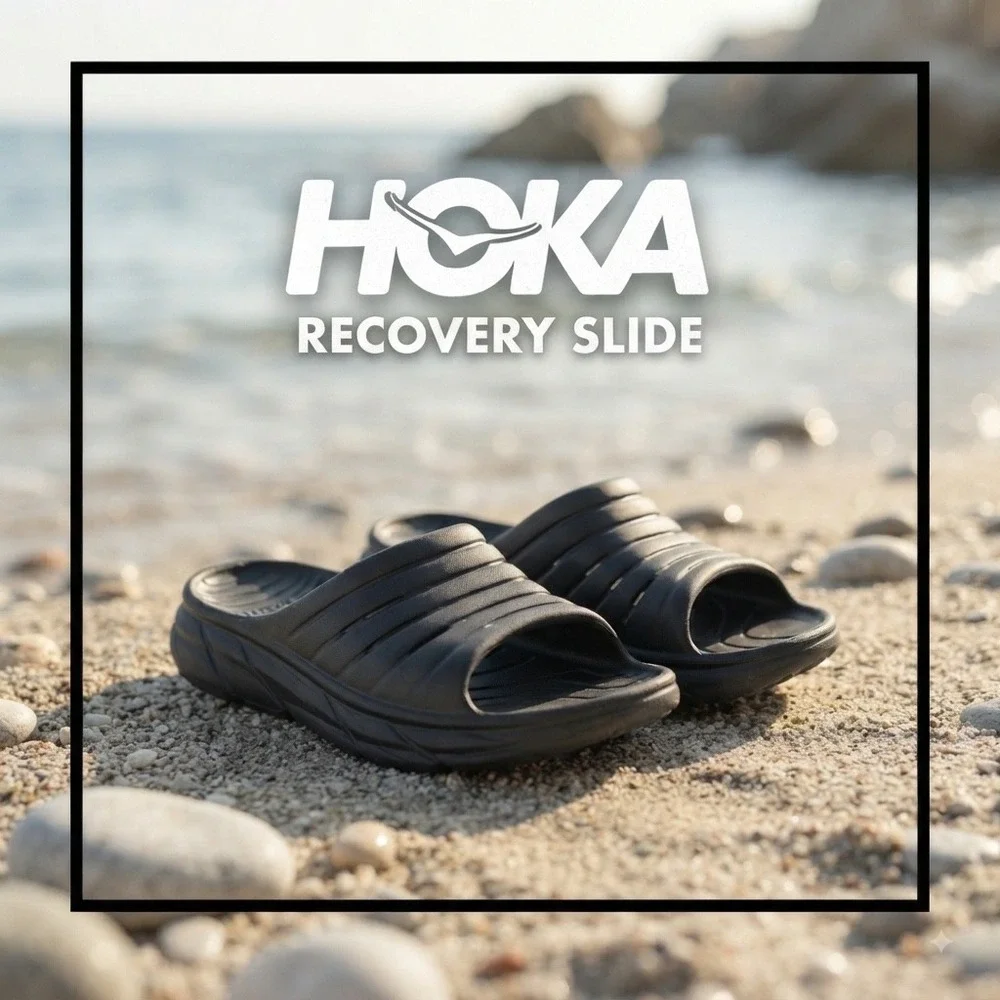 Hoka One One Ora Recovery Slide Unisex Black Comfort Sandal W 11 M 9 Cushion EUC